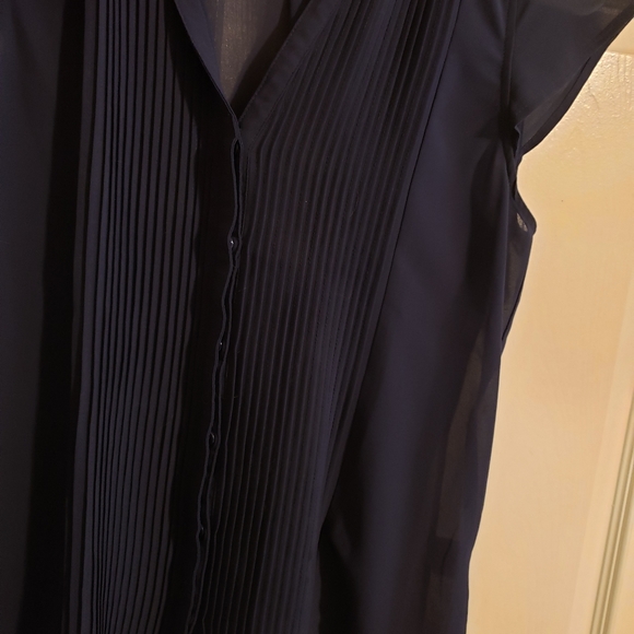 2/$20 Petite Sheer Pleated Cap Sleeve Top - Picture 6 of 12